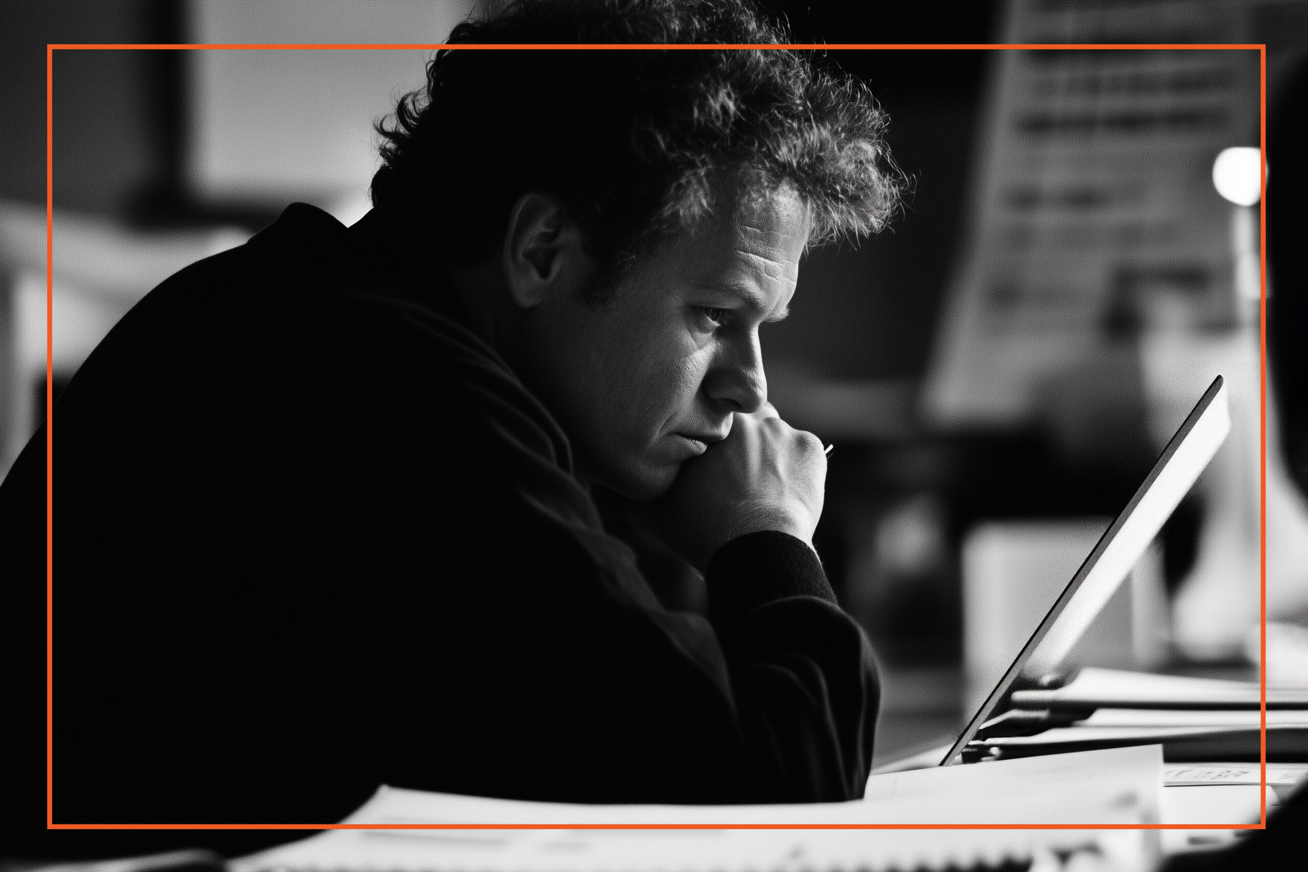 Disconnected CEO reflecting on organizational trust issues